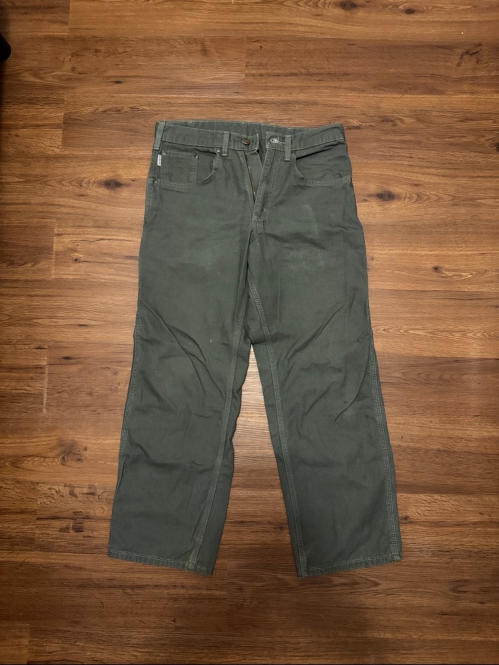 Carhartt Men's Olive Work Cargo Pants - Dark Green